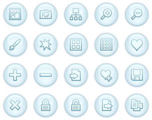 Image library web icons, light blue circle buttons series