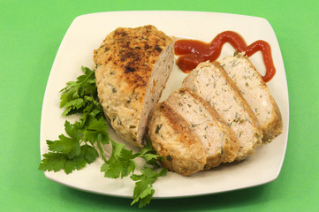 Meat pie with  tomato sauce
