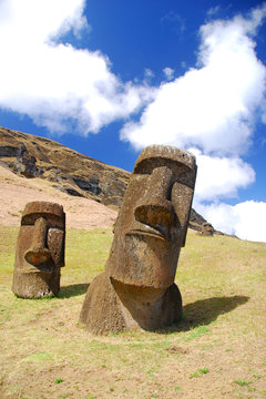 Easter Island moai at Rano Raraku quarry