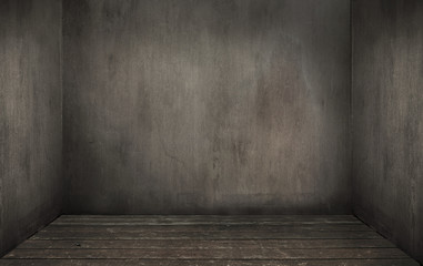 Empty vintage room interior, wooden floor
