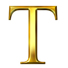 3D Golden Greek Letter Tau