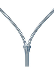Zipper on a white background. Isolated 3D image