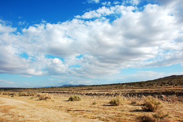 Desert Landscape with Blue Sky and Clouds
