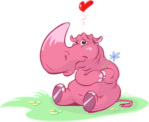 Cute pink rhino in love