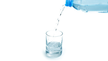 glass of water on white background