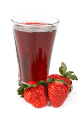 Fresh strawberry and juice glass