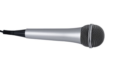 Silver microphone isolated on white background