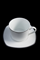 Whit cup on black background