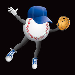 Baseball cartoon character with glove