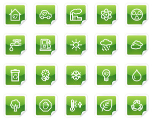 Ecology web icons, green sticker series