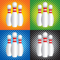 Halftone bowling pins