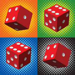 Halftone red dice
