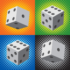 Halftone white dice