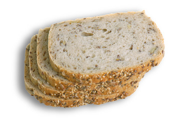 Brown bread with seeds isolated on white background