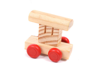 Wood train as toy for children.