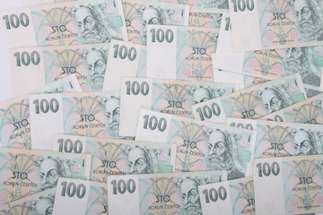 Fototapeta na wymiar Czech banknotes in one hundered..