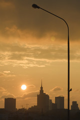 Sunset over the Warsaw
