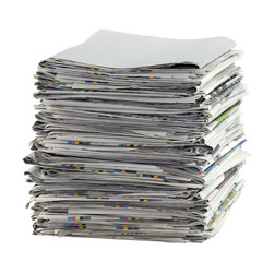 Pile of newspapers with clipping path