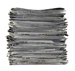 Pile of newspapers with clipping path