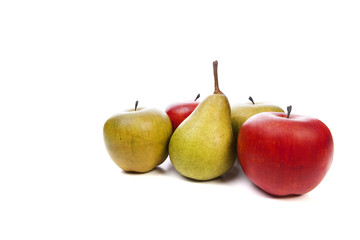 stack of fresh fruit isolated on white background