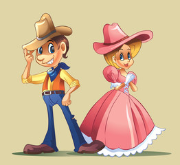 Zeichentrickfigur mit Cowboykostüm
