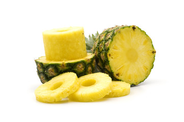 fresh slice pineapple on white background