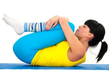 woman in yoga position