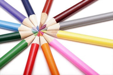 Fototapeta premium Colored Pencils In Round Shape