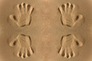 close-up of hand imprints