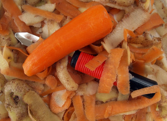 Vegetable scraper and peelings.