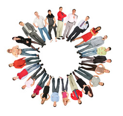 crowd people circle sun form collage