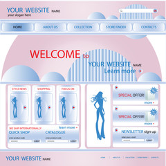 shopping web site design template, vector