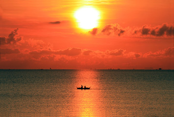 boating at sunrise