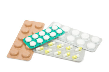 Pills on a white background
