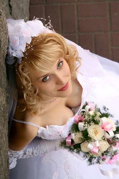 Young beautiful bride with blond hair