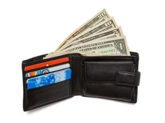 Wallet with dollar bank notes