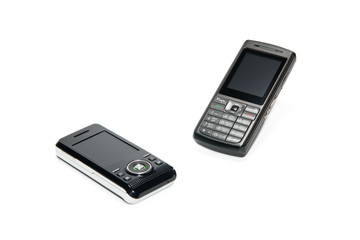 Two black telephones