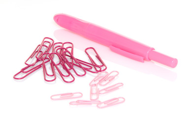 Pink Paper Clips and Highlighter