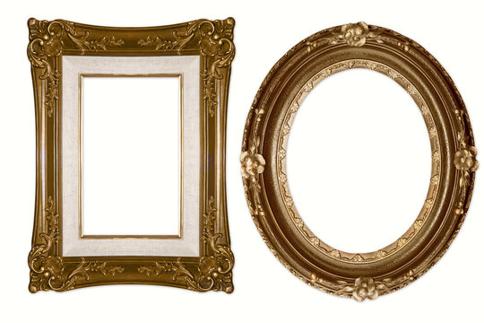 Oval and Rectangular Decorative Golden Frames
