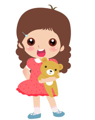 A girl and a Teddy Bear