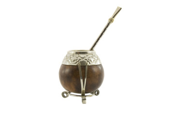 Argentinean tea, Yerba MatA©, calabash cup using a metal or wood