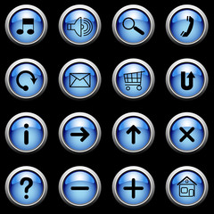 Blue buttons on black. Vector.