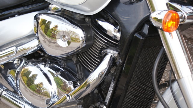 Chrome motorbike engine