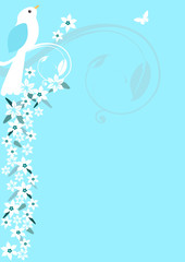 oiseau et fleurs bleus