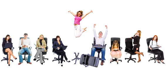 Several people in office chairs