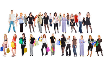 Shopping group of people with colorful bags