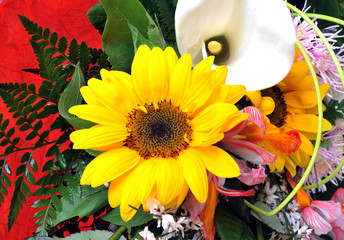 Detail of a Sunflower as part of a bouquet