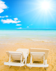 Beach bed under hot sun