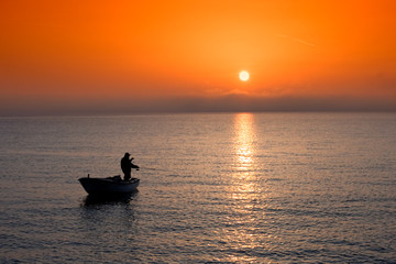 Angling at sunset