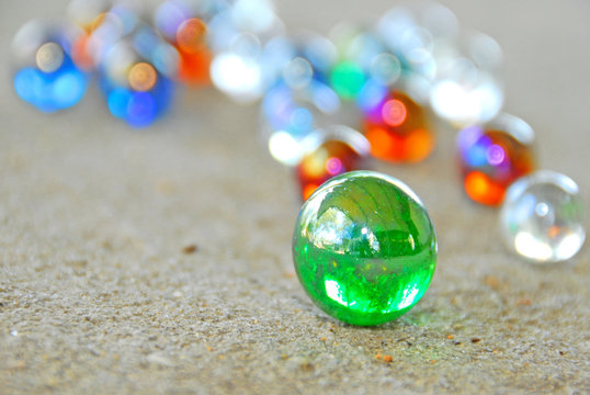 marbles on sidewalk